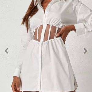 mesh insert corset dress